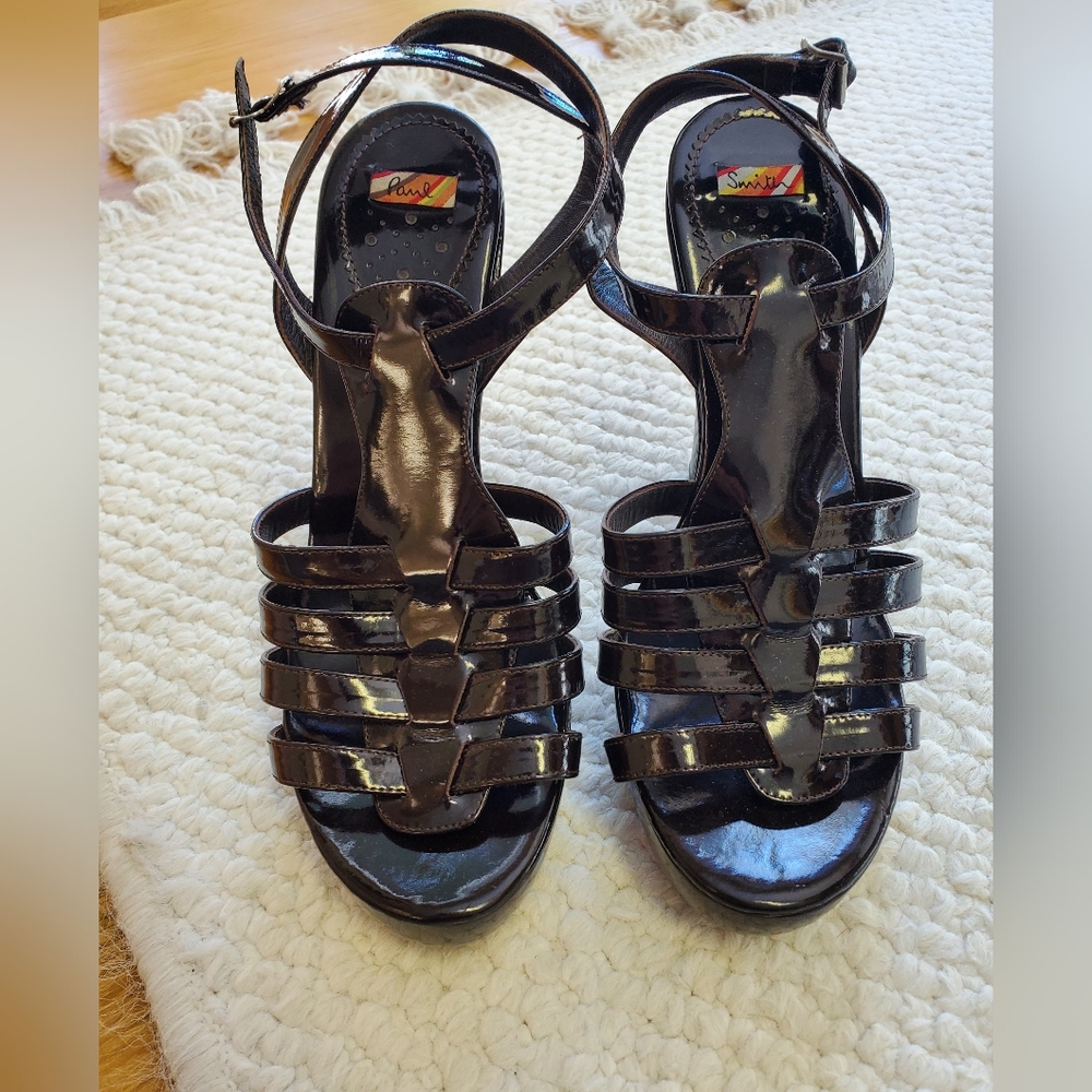 PAUL SMITH Made In Italy BROWN PATENT LEATHER HEELS SIZE 37